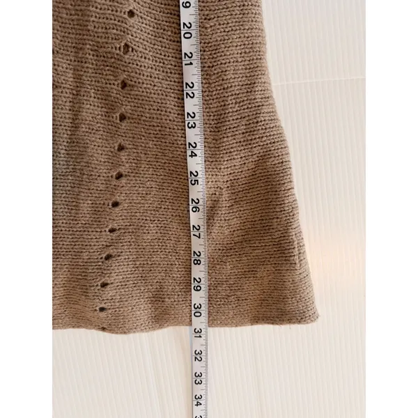 Free People‎ Wool Blend Lace Back Pointelle Cardigan Sweater Taupe Womens Small - Image 8