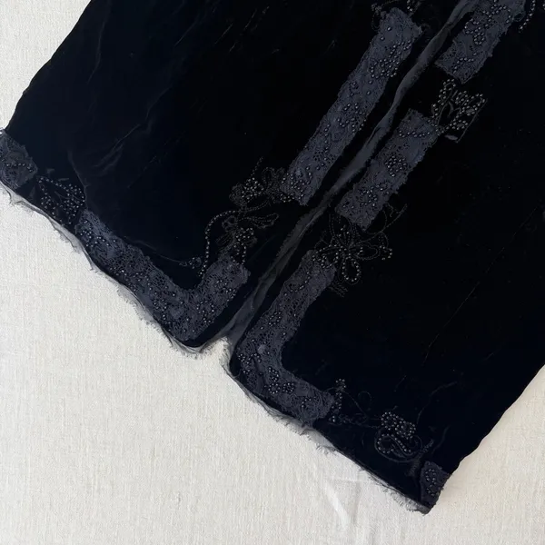 Chicos Black Silk Blend Velvet Beaded Lace Jacket Mandarin Collar Size 2‎ - Image 6