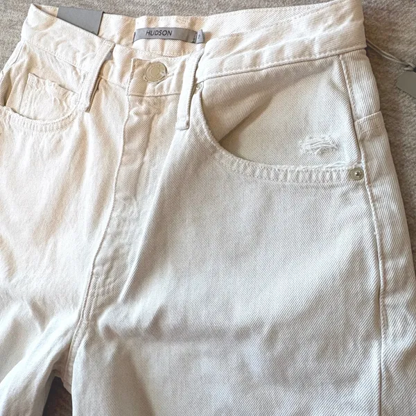 NWT HUDSON James High Rise Wide Leg Forward Seam Ecru Jeans‎ Womens 27 Ret $265 - Image 3