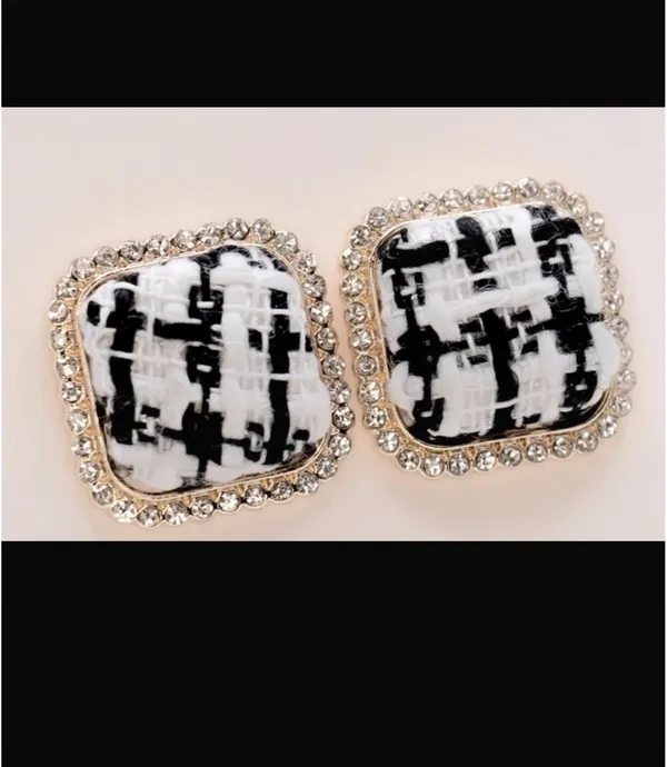 Anthropologie checkered vintage earrings - Image 3