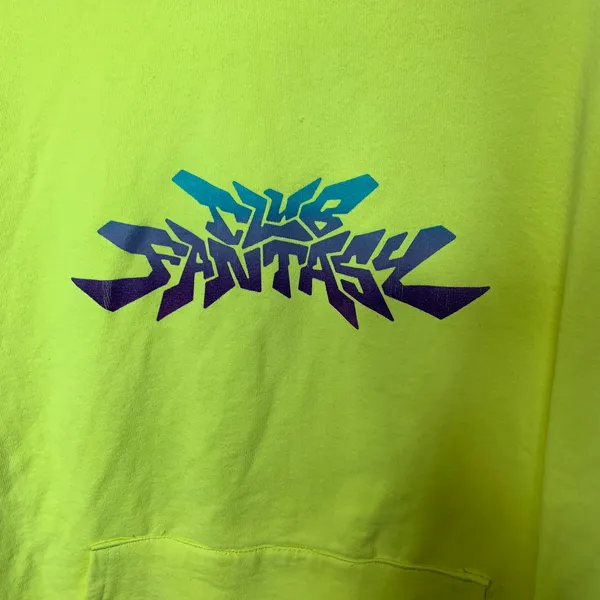 Club Fantasy Neon Yellow Starlight Heavy Cotton Hoodie Large Sweatshirt - Image 4
