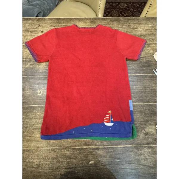 The Quacker Factory Vintage Short Sleeve‎ Sweater Size Small Lighthouse Seaside - Image 3