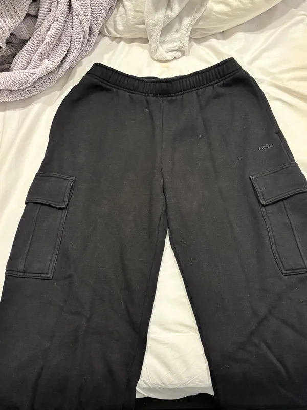 Black Aritzia Cozy Fleece Mega Cargo Sweatpants - Image 3