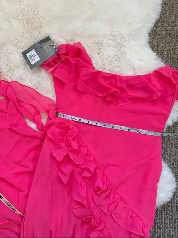 House of CB Ruffle Strapless Maxi Dress S - Hot Pink - Image 5
