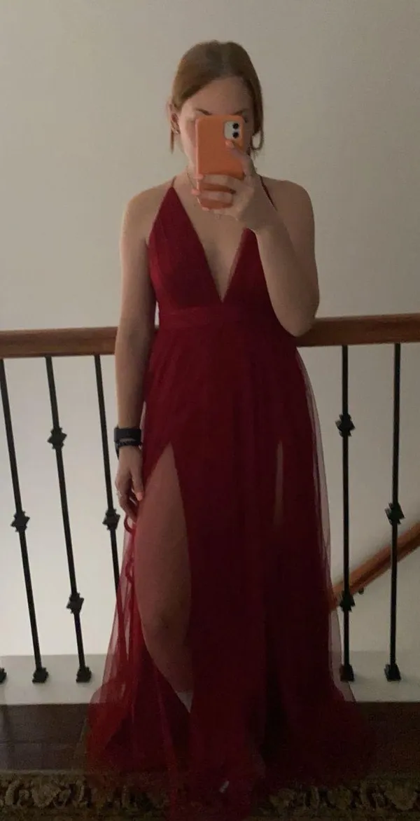 Windsor Red Silk Prom / Formal Dress - Image 2