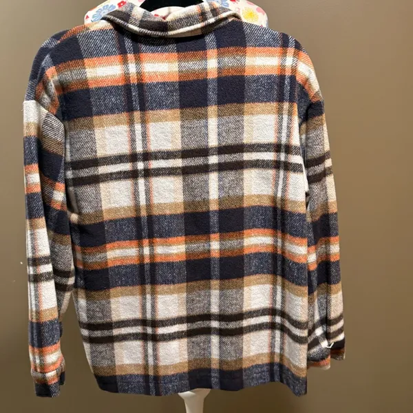 Flannel Shacket Orange Size M - Image 2