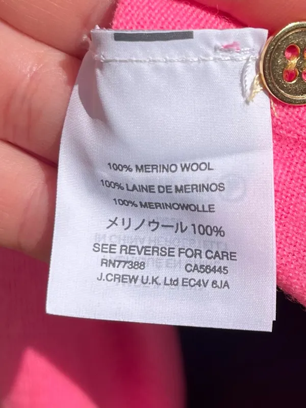 J.Crew Neon Pink Lightweight 100% Merino Wool Jackie Cardigan Sweater Size XL - Image 6