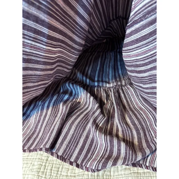 Coldwater Creek Purple Striped Tiered Midi Skirt Elastic Waist Boho Casual - Image 4