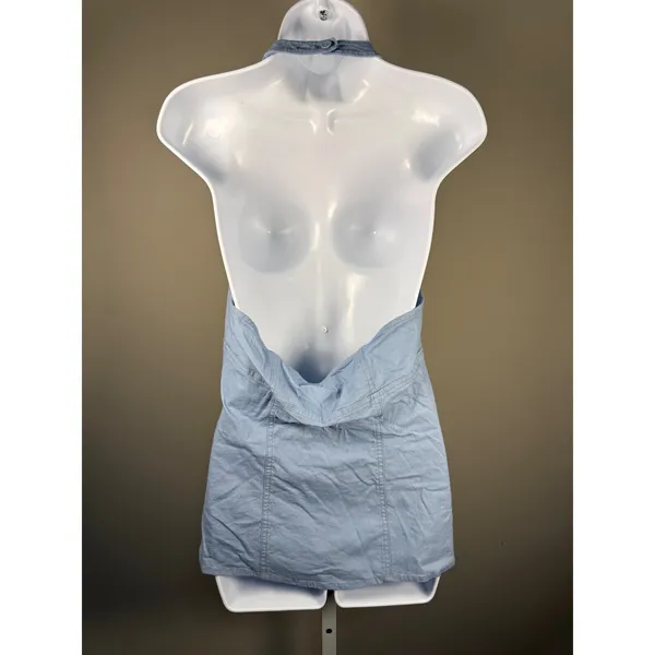Urban Outfitters Sari Linen Blend‎ Halter Vest Top Blue Coastal Boho NWT - Image 5