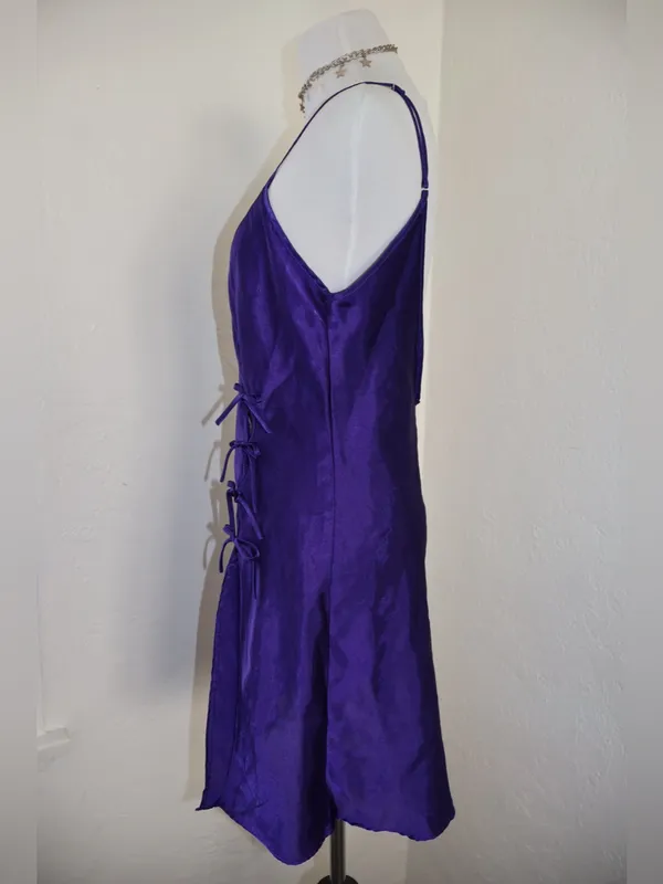 Vintage Fredericks of Hollywood Liquid Satin Lingerie Slip Small Deep Purple - Image 6