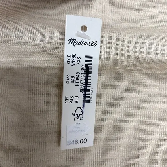 Madewell Shirt Womens 2XS Beige Mock Neck Semi‎ Sheer Pullover Tee Top NN260 XXS - Image 5