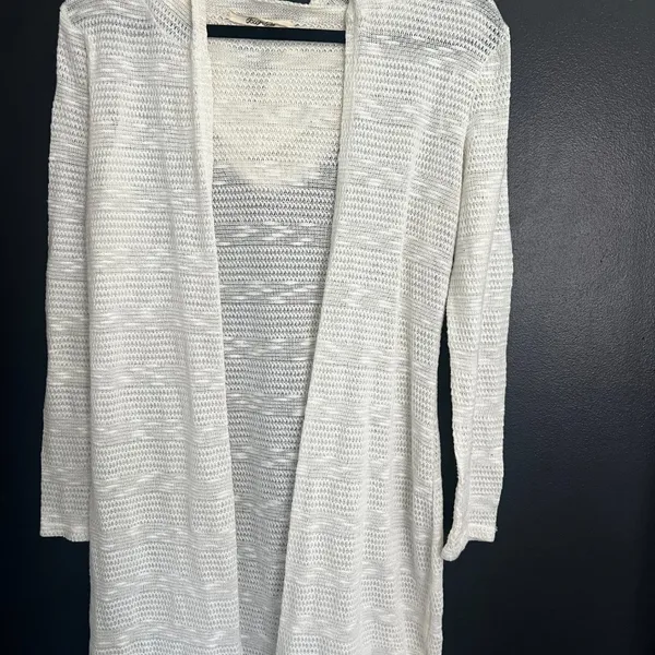 Loose Knitted Hooded Cream Women's Cardigan - Image 3