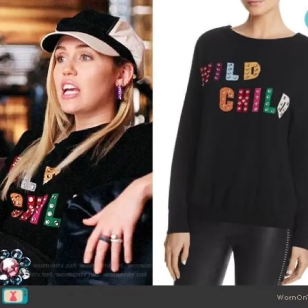 Alice + Olivia‎ Bao Wild Child Black Embellished Wool Sweater ASO Miley Cyrus XS - Image 2
