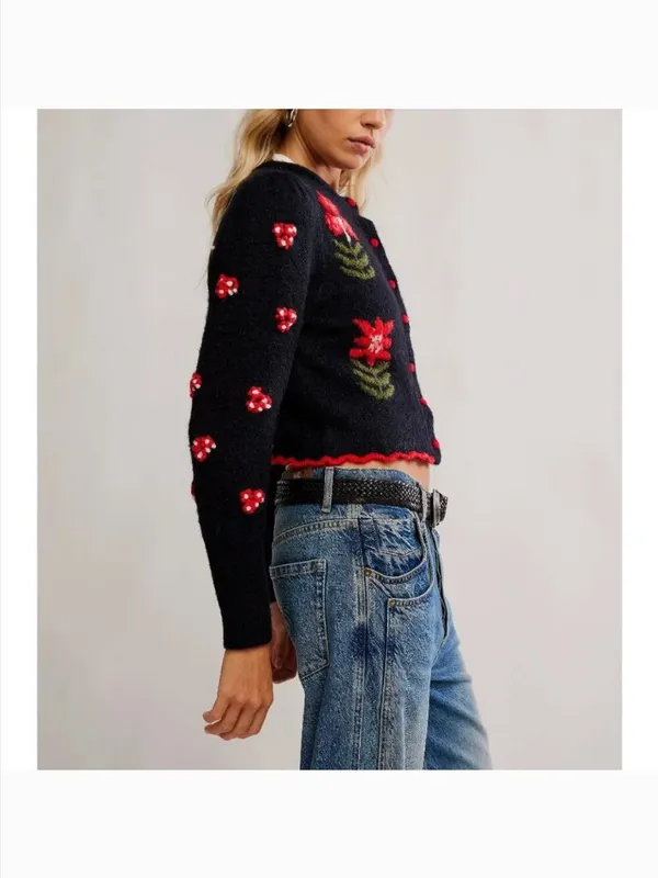 FREE PEOPLE NWT Nonna Knit Cardi / Midnight Bloom Combo - Image 3