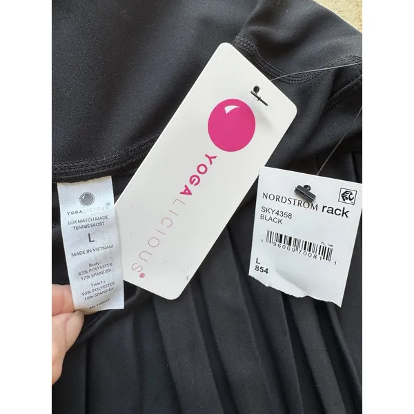 NWT Yogalicious Lux Match Made Black Pleated Pull On Tennis Skort Size Large - Image 5