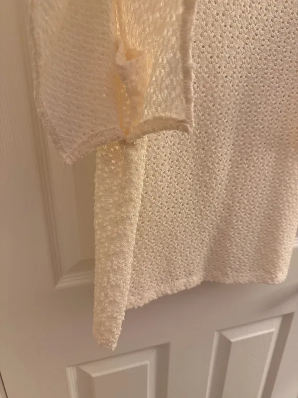 Madewell Texture & Thread Cream Eyelet Flutter Sleeve Top Small - Image 6