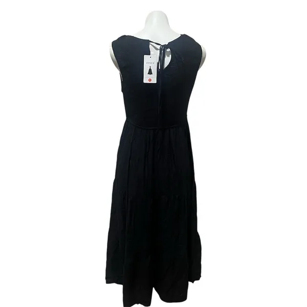 ZESICA Maxi Dress Womens Size L Black Sleeveless High Neck Tie-Back Long - Image 7