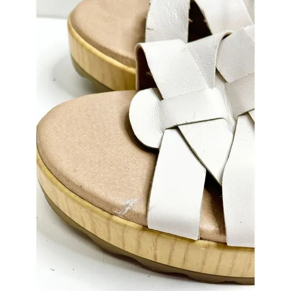 Dr. Scholl’s Sandals Size 9.5 White Leather Open‎ Toe Platform Shoes Buckle - Image 8