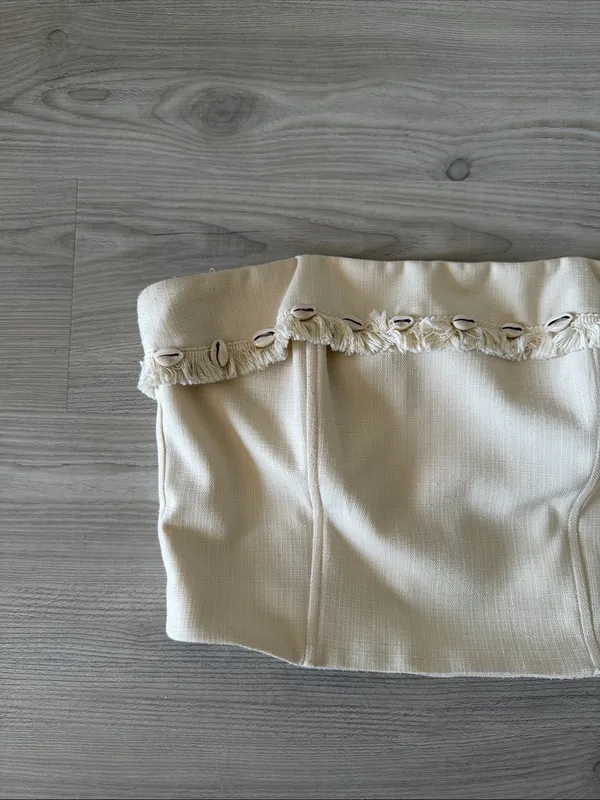 LFT Cream Tube Top with Fringe Pukka Trim - Image 3
