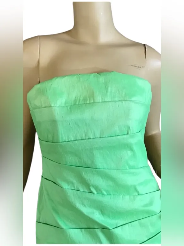 Halston Heritage Green Strapless Ruffle Mini Dress Nwt (6) - Image 6