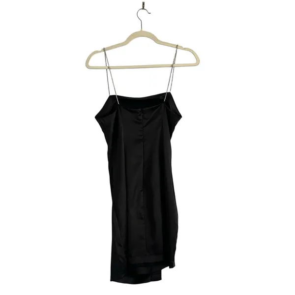 Zara Satin mini slip dress Rhinestones Jewel straps Black Size M party glam chic - Image 5