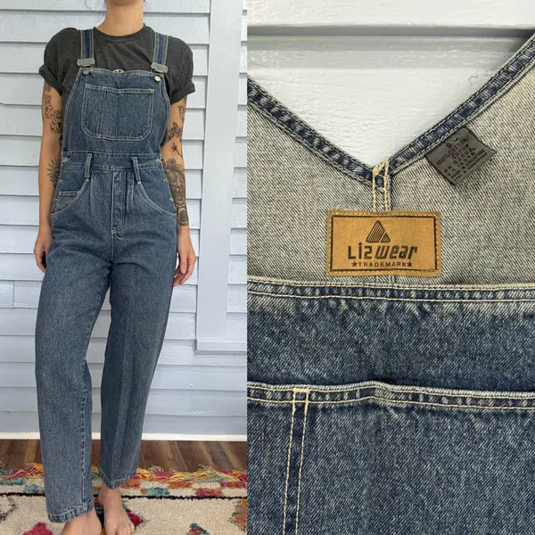 Liz Claiborne Vintage 90s Liz Wear Denim Bib Overalls - Image 3
