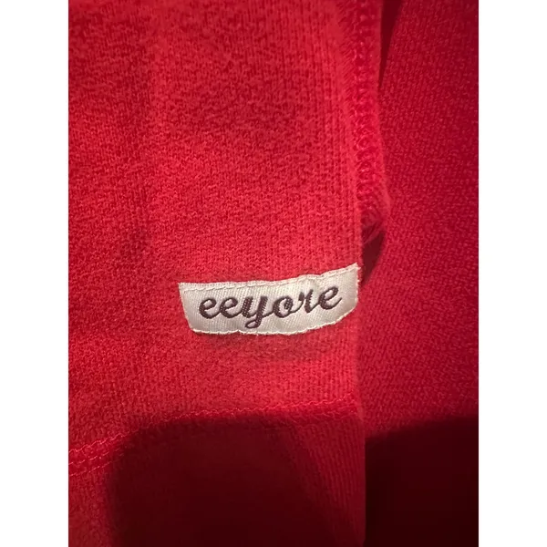 Vintage Disney Store Eeyore Winnie Pooh Piglet Embroidered Red Quarter Zip XXL - Image 3