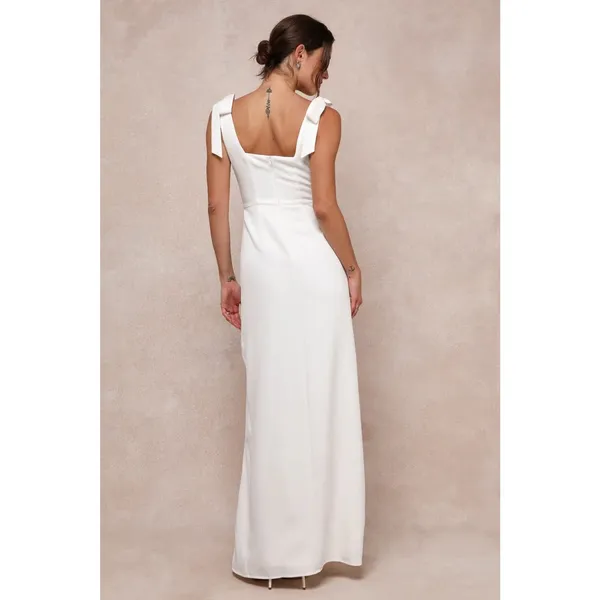Lulus Your Sweetie White Tie-Strap Column Maxi Dress Long Wedding Holiday Medium - Image 3