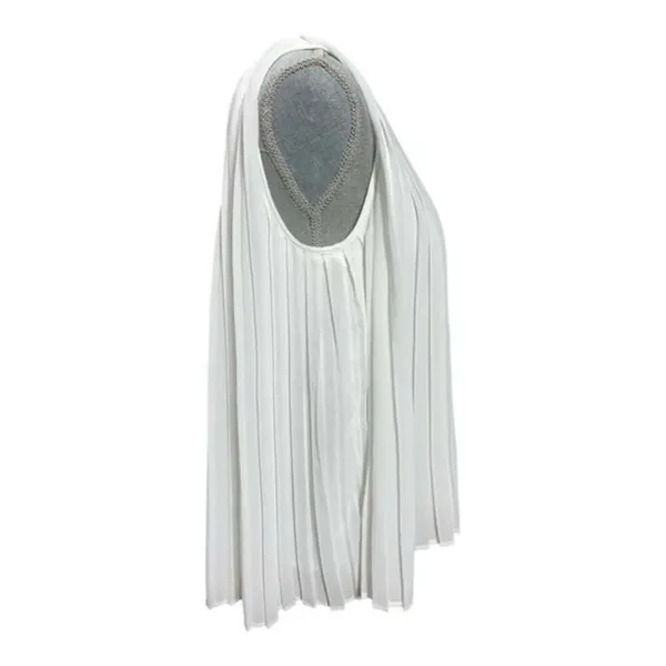 Zara White Pleated Sleeveless Blouse Size M Flowing Chiffon Top - Image 5