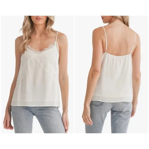 Lush Clothing 💕LUSH💕 Lace Trim V-Neck Camisole ~ White Ivory L NWT - Image 2