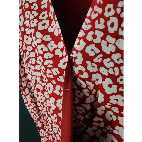 PRETTYGARDEN Women's Maxi Dress Red Leopard Print Flutter Sleeve Tiered Size‎ M - Image 3