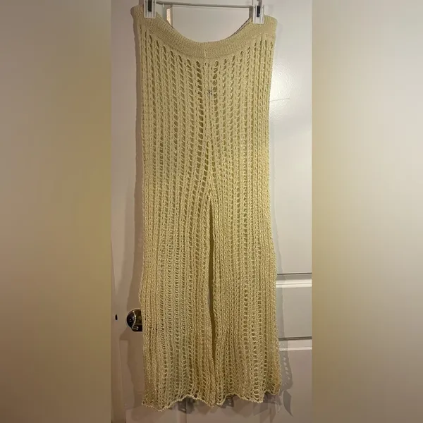 Odiva NWT Crochet Pullover Swimwear Cover Up Pants Size Large in Crème Color - Image 3