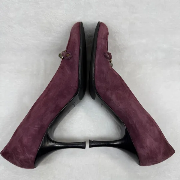 Coach Aubry P554 Burgundy Suede Horsebit Loafer Pumps Made in Italy Womens 6.5 B - Image 9