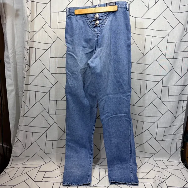 Roughrider by Circle T Vintage Western Jeans‎ Blue Denim V-Yoke Concho 28x34 - Image 2