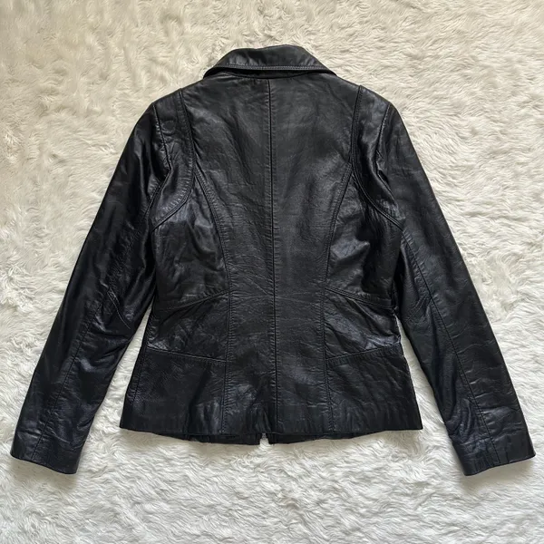 Avanti Jacket Genuine Leather Full Zip Up Collared Vintage Black S - Image 3