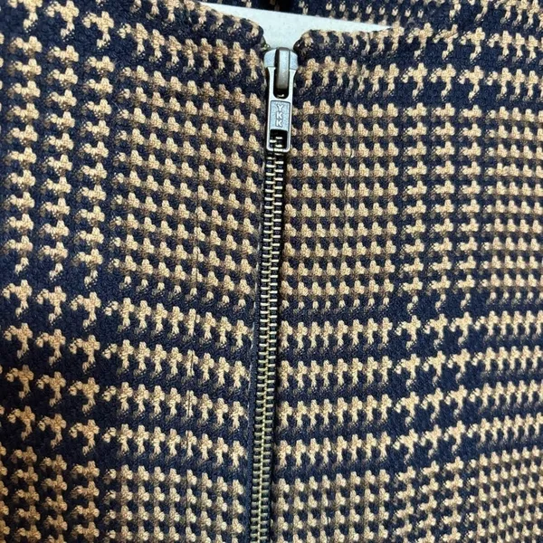 Cabi Women's Flounce‎ Jacket 3902 Tartan Plaid Zip Front Brown Navy Size Small - Image 5