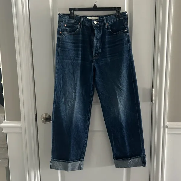 MOTHER Lil Spitfire Nerdy Cuff Wide Jean Blue Size 28 - Image 3