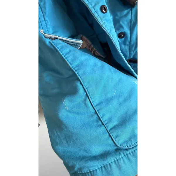 Burberry Toggle Coat Women 12 Blue Hooded Wool Liner Jacket Classic Luxury - Image 13