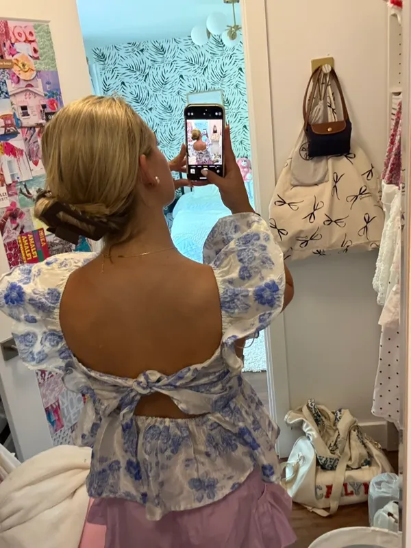Day + Moon Ruffle floral top Blue - Image 9