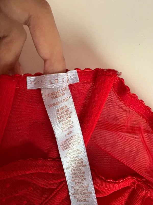 Savage X Fenty Red Lace-Up Mesh Bustier - Image 5