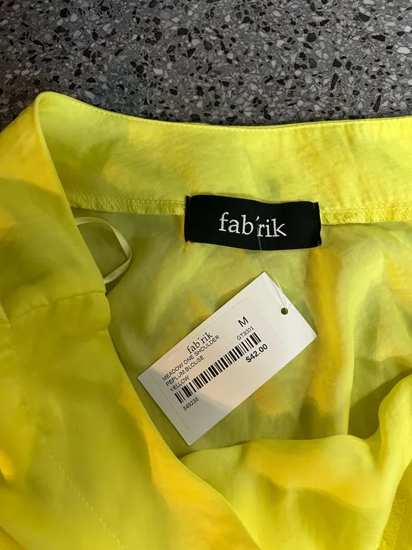 fab'rik Neon Yellow One-Shoulder Top - Image 3