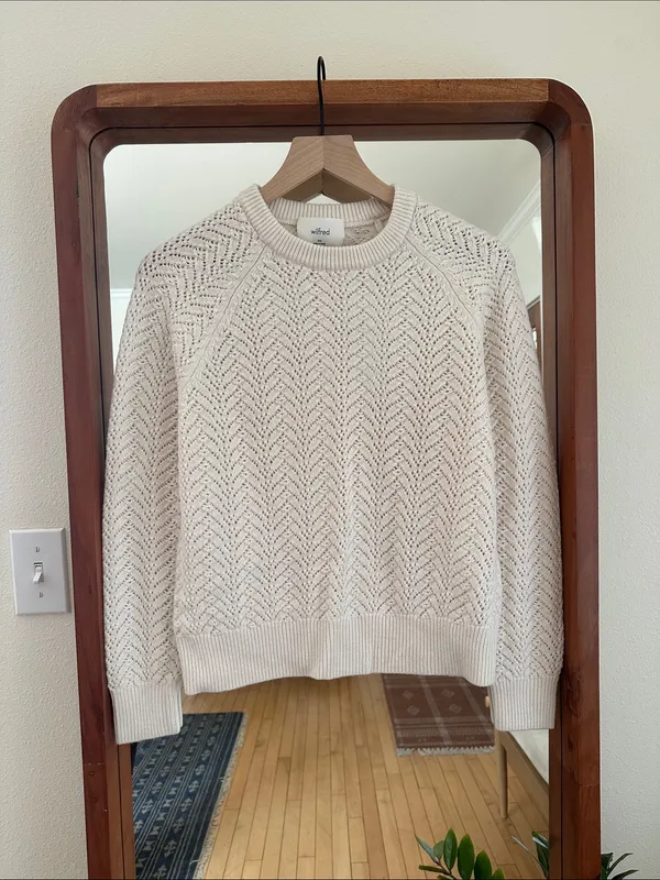 Aritzia Wilfred Arbor Sweater Open Knit Crewneck Cream 2XS - Image 2