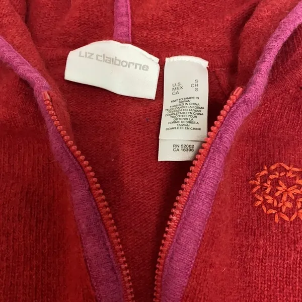 Liz Claiborne Collection‎ Red with Embroidered Snowflakes Wool - Image 5
