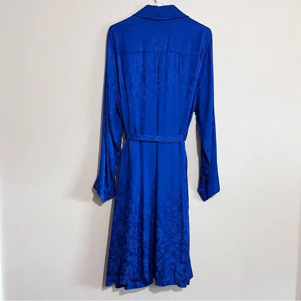 NWT Torrid Royal Blue Jacquard Tie Waist Open Front Trench Coat‎ 2X - Image 5