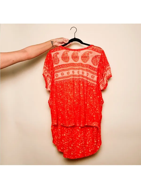 Free People paisley print red top - Image 5