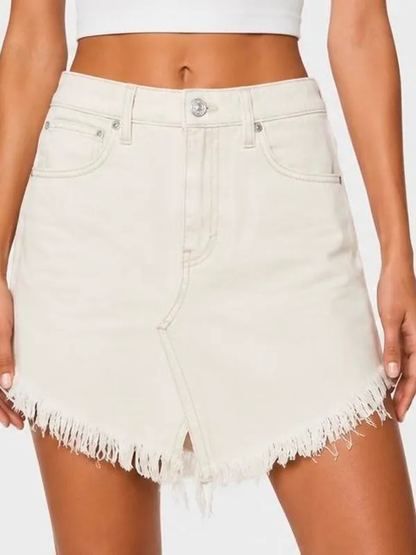 Free People Bailey Denim Mini Skirt - Coconut - Image 2