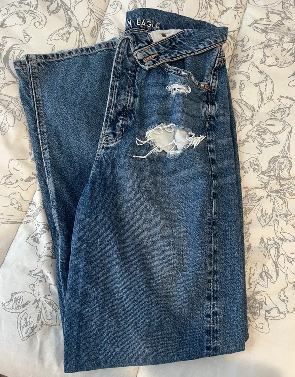 American Eagle Highest Rise Baggy Dreamy Drape Fold Over Jeans - Image 6