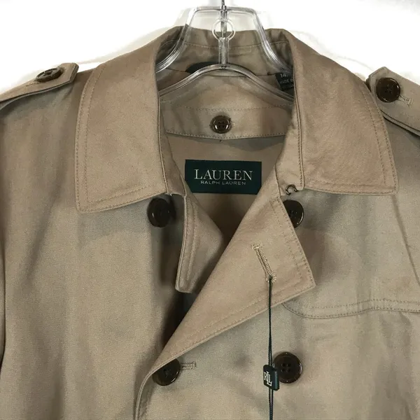 NWT Womens Size 12 Lauren Ralph Lauren Beige Belted Spring Trench Coat NEW - Image 2