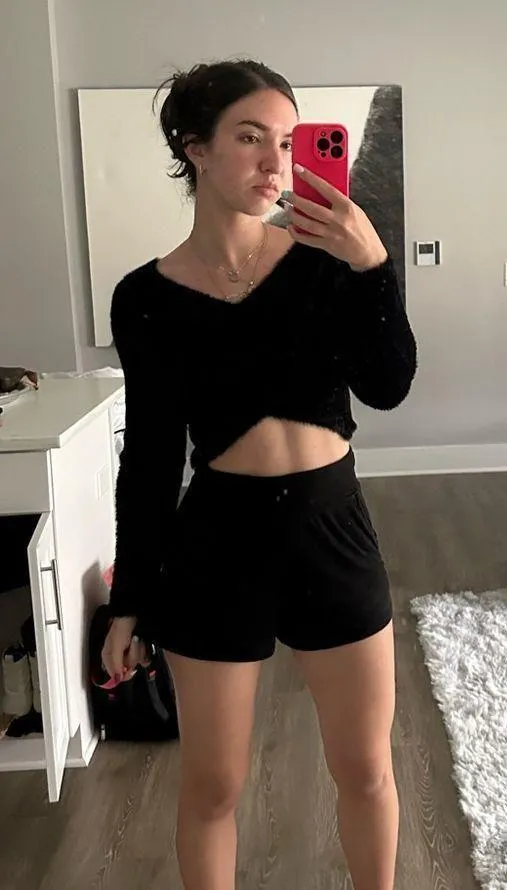 Cropped Black Fuzzy Wrap Style Top Size M - Image 6