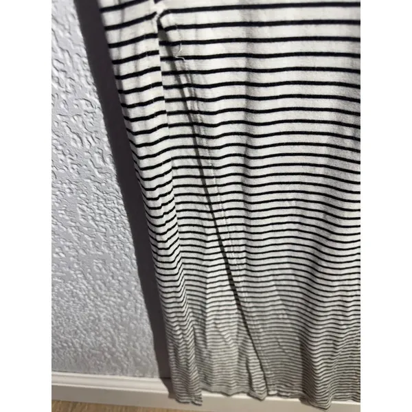 ZARA Black & White Striped V-Neck Midi T-Shirt Dress – Size M - Image 3